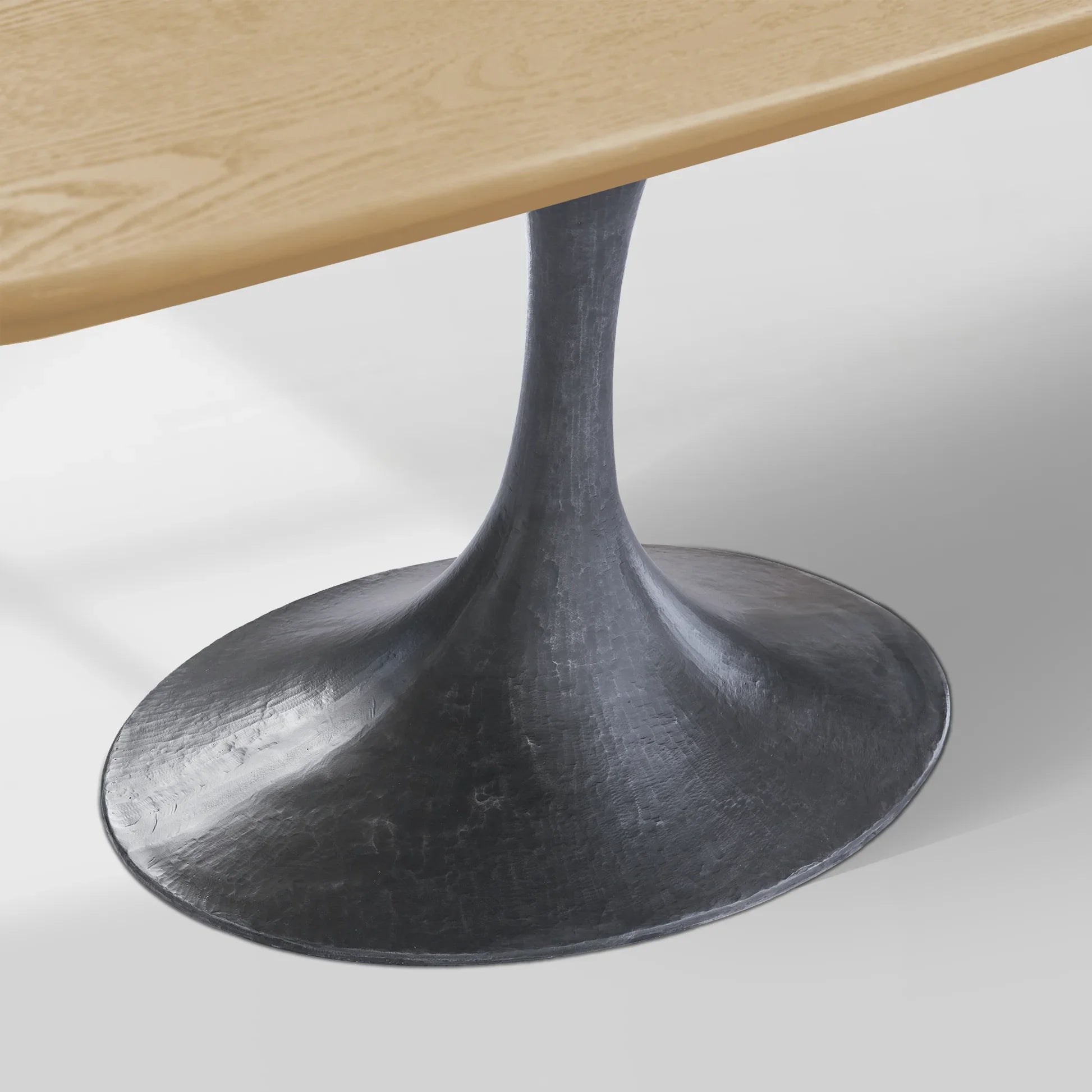 Aero Saint Germain Solid Oak Top Dining Table Tulip Rectangular Dining Table with Launette Base