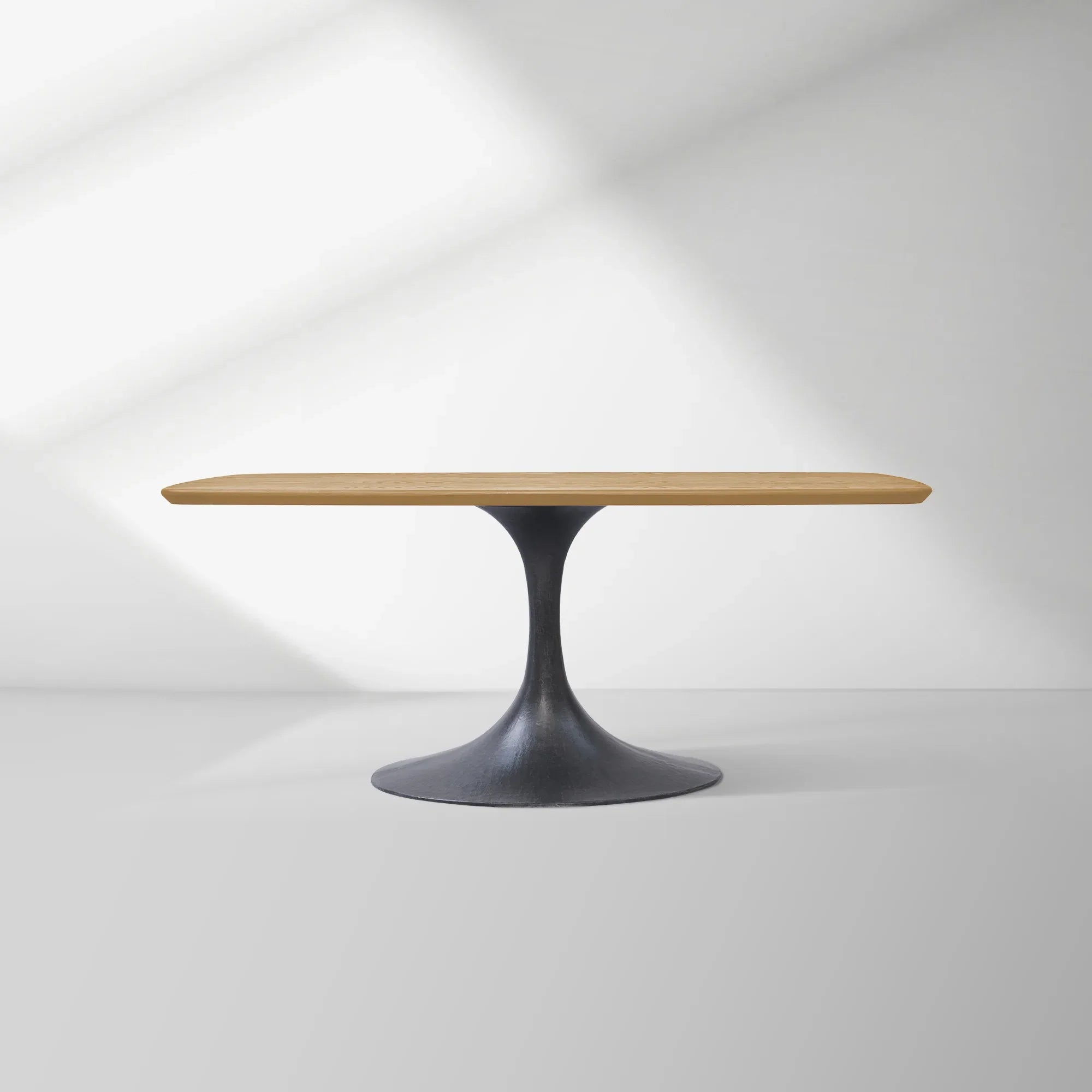 Aero Saint Germain Solid Oak Top Dining Table Tulip Rectangular Dining Table with Launette Base