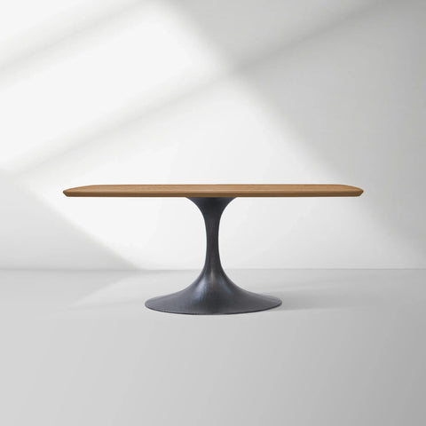 Aero Saint Germain Solid Oak Top Dining Table Tulip Rectangular Dining Table with Launette Base