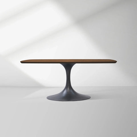 Aero Saint Germain Solid Oak Top Dining Table Tulip Rectangular Dining Table with Launette Base
