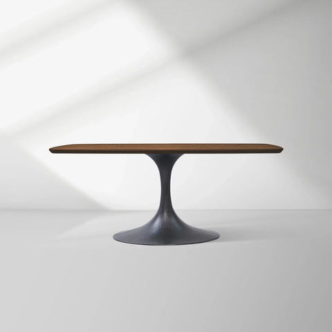 Aero Solid Oak Top Dining Table Tulip Rectangular Dining Table with Launette Base