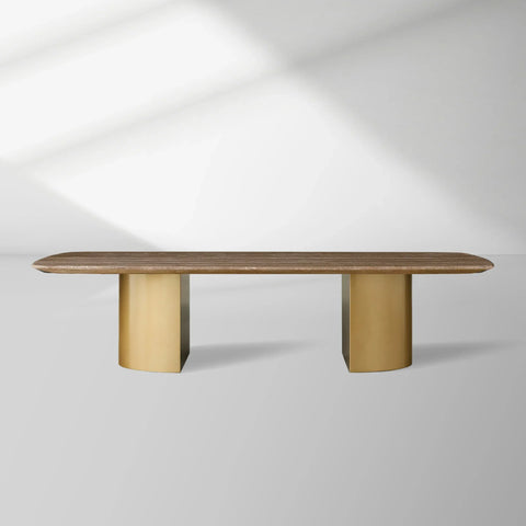 San Germani 72" Stone Coffee Table with Dauphine Metal Base