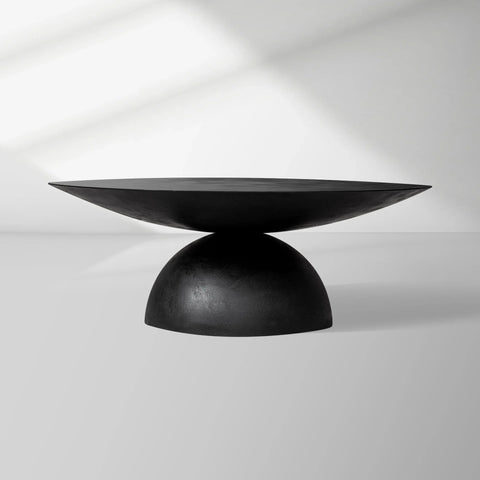 Kyoto Round Coffee Table Nickel-Plated Cast Aluminum Cocktail Table Living Room Metal Center Tea Table