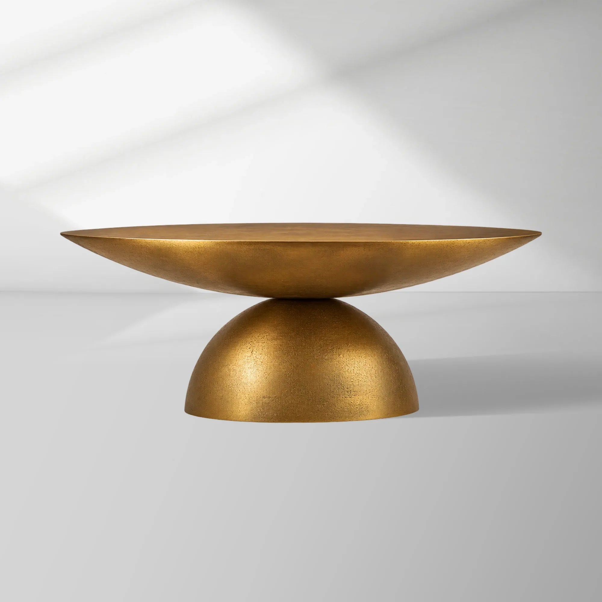 Kyoto Round Coffee Table Nickel-Plated Cast Aluminum Cocktail Table Living Room Metal Center Tea Table
