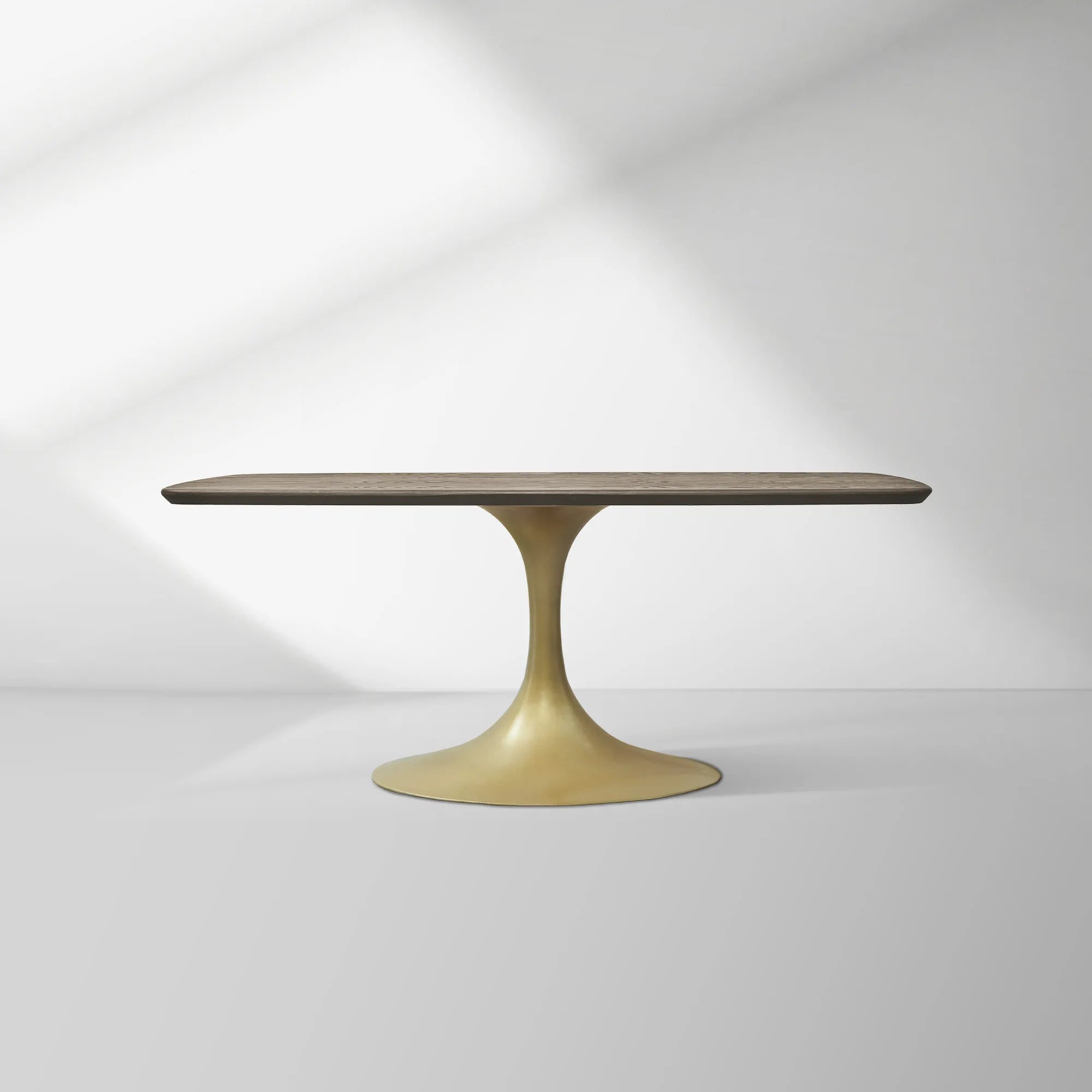 Aero Saint Germain Solid Oak Top Dining Table Tulip Rectangular Dining Table with Launette Base