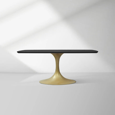 Aero Saint Germain Solid Oak Top Dining Table Tulip Rectangular Dining Table with Launette Base