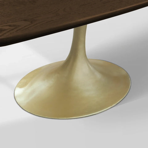Aero Solid Oak Top Dining Table Tulip Rectangular Dining Table with Launette Base