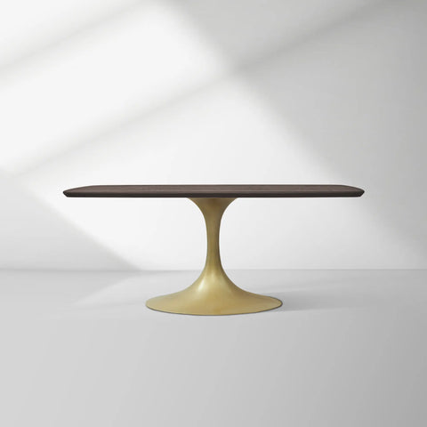 Aero Saint Germain Solid Oak Top Dining Table Tulip Rectangular Dining Table with Launette Base