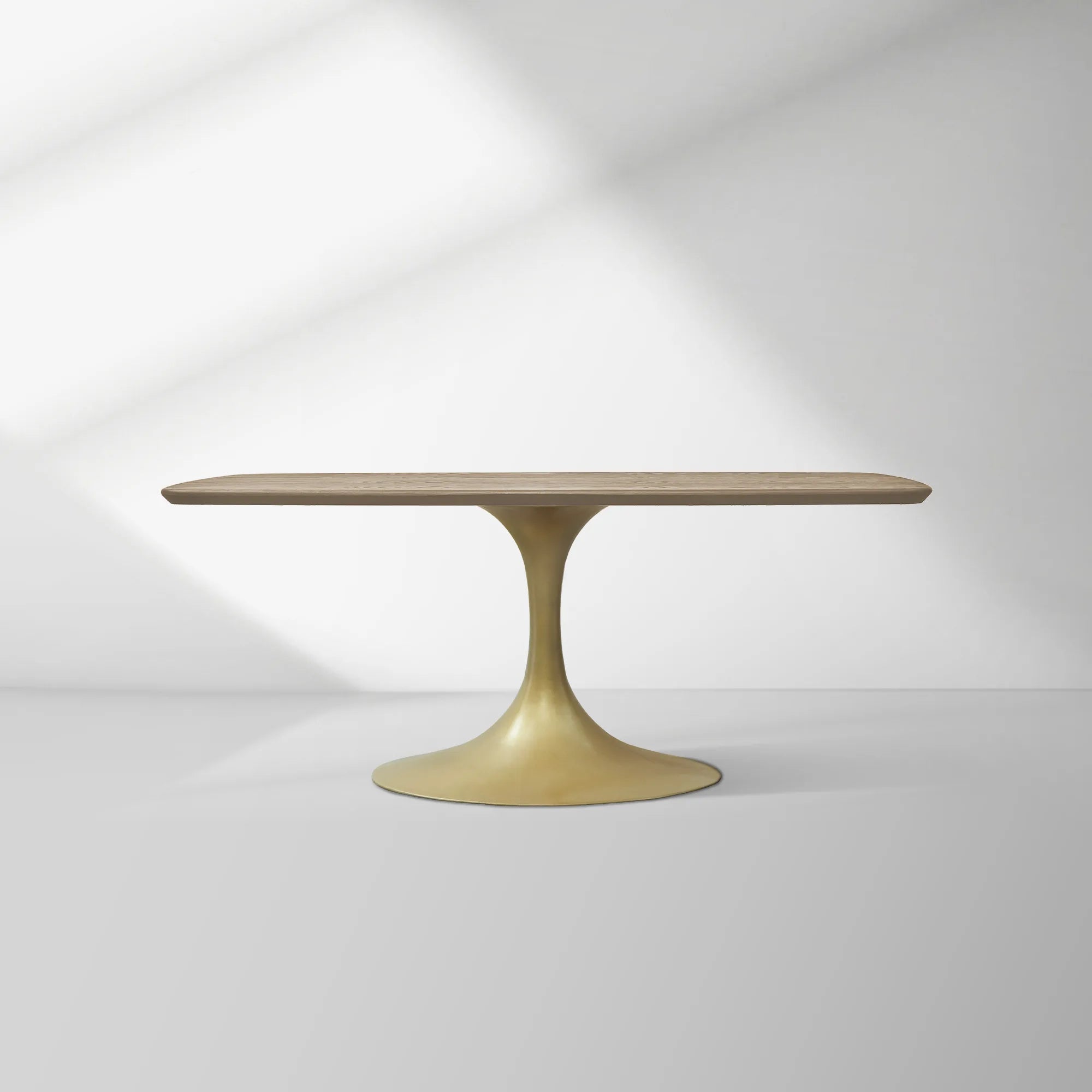 Aero Saint Germain Solid Oak Top Dining Table Tulip Rectangular Dining Table with Launette Base
