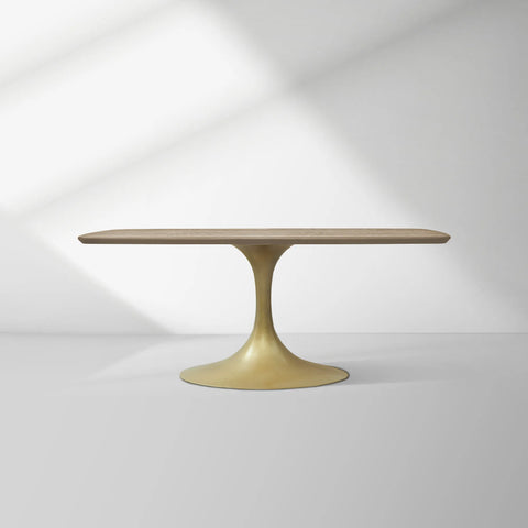 Aero Saint Germain Solid Oak Top Dining Table Tulip Rectangular Dining Table with Launette Base