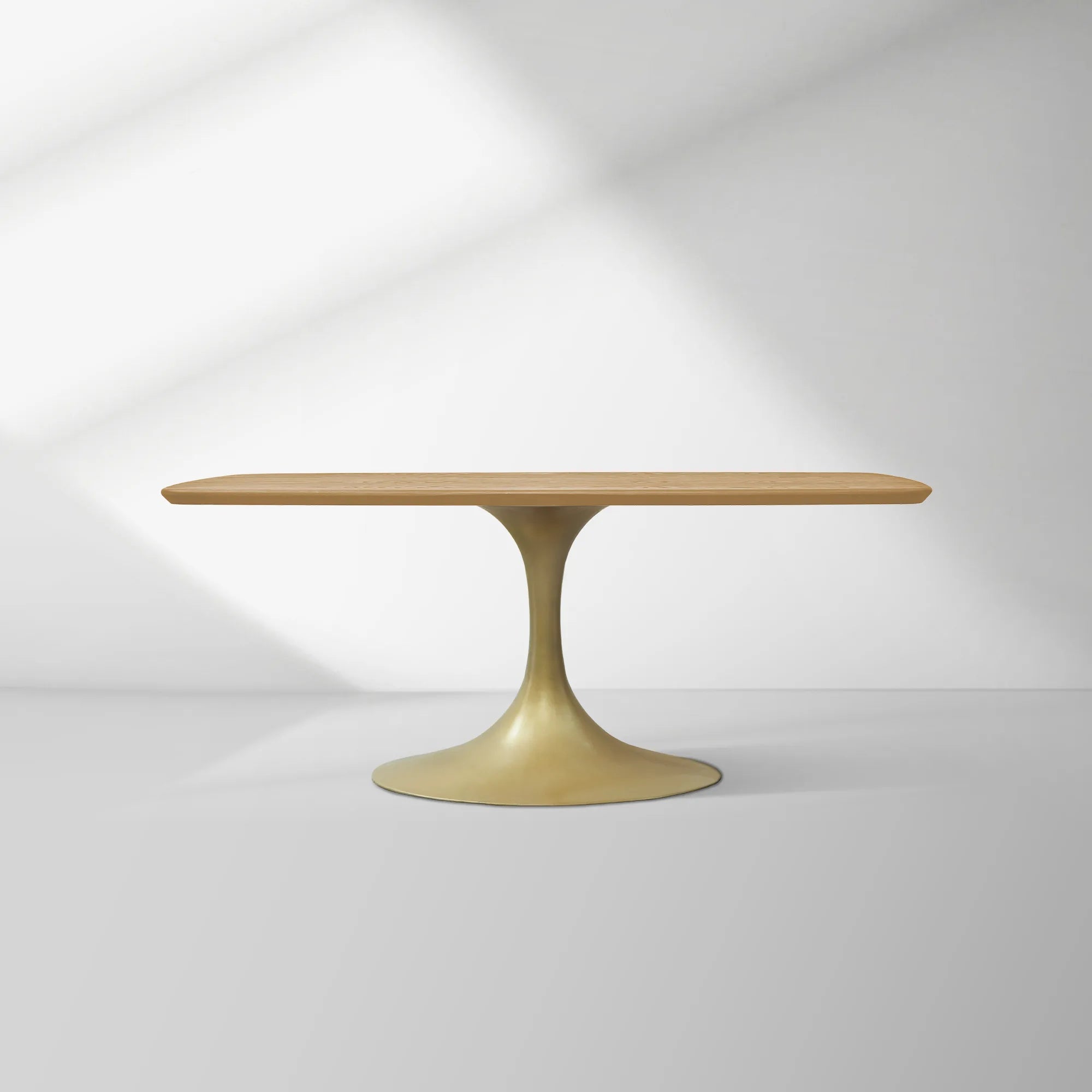 Aero Saint Germain Solid Oak Top Dining Table Tulip Rectangular Dining Table with Launette Base