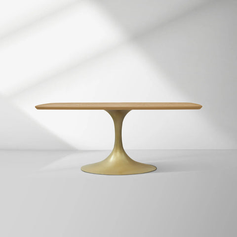 Aero Saint Germain Solid Oak Top Dining Table Tulip Rectangular Dining Table with Launette Base