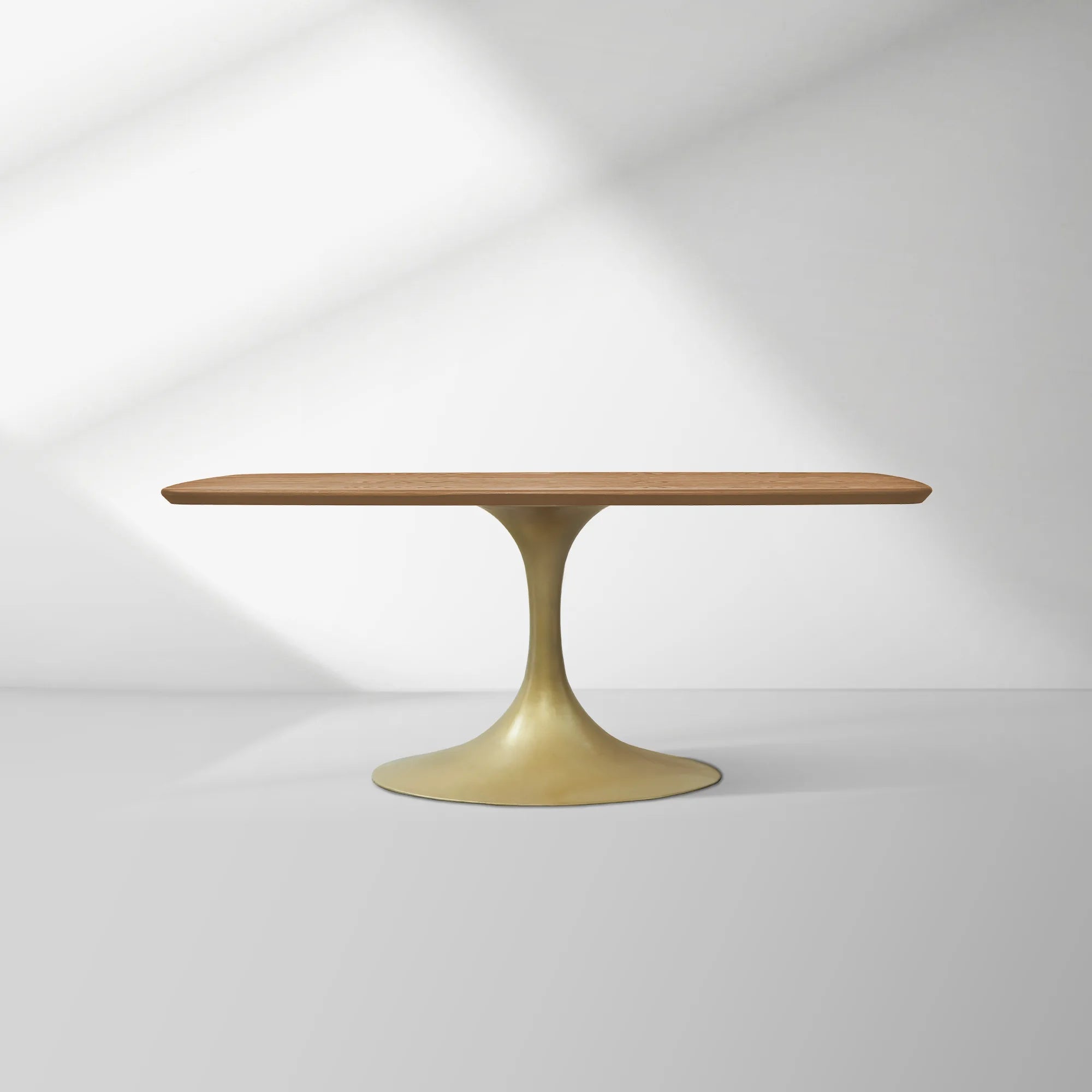 Aero Saint Germain Solid Oak Top Dining Table Tulip Rectangular Dining Table with Launette Base