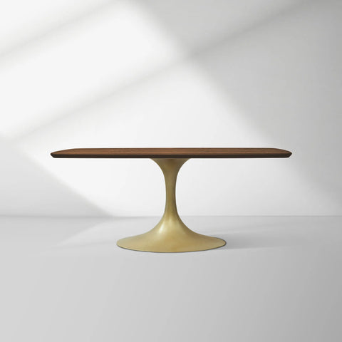 Aero Saint Germain Solid Oak Top Dining Table Tulip Rectangular Dining Table with Launette Base