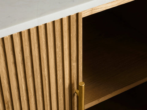 Finnley Sideboard Wood Stone Top Reeded Contemporary Artisanal Dining