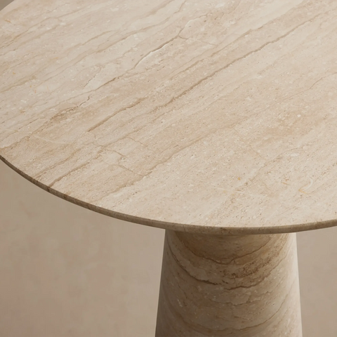 Hemmings Bistro Table Solid Stone Round Modern Minimalist Dining