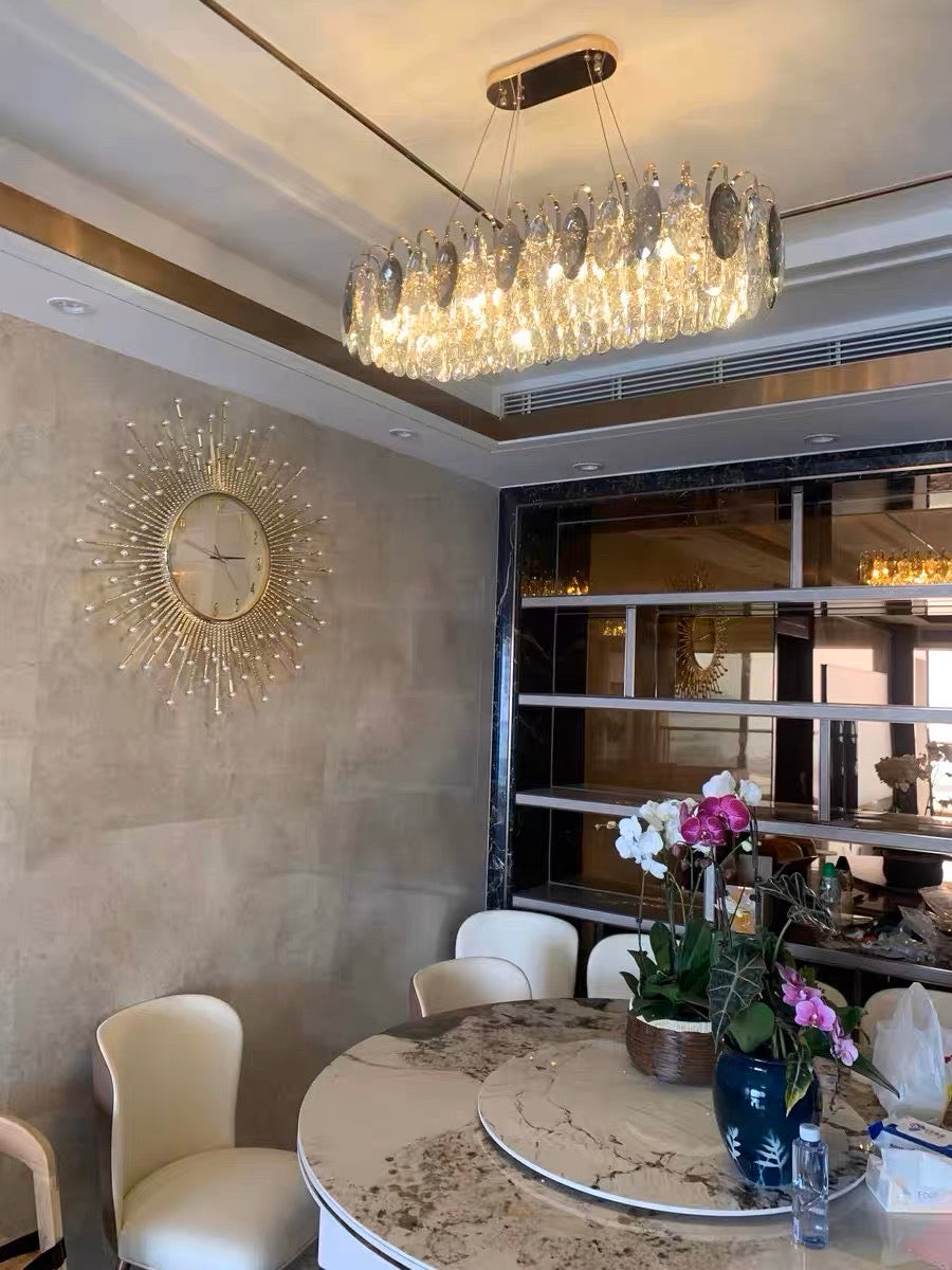 Luxurious K9 Crystal Chandelier in Brass/Silver Finish | Modern Ceiling Light Fixtures