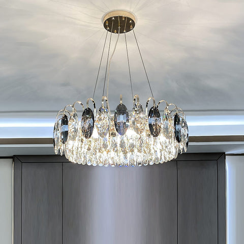 Luxurious K9 Crystal Chandelier in Brass/Silver Finish | Modern Ceiling Light Fixtures