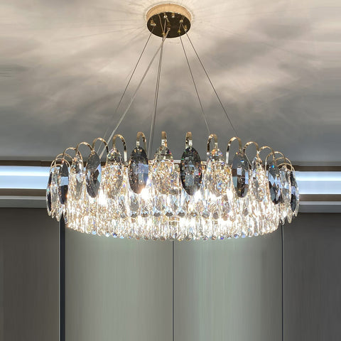 Luxurious K9 Crystal Chandelier in Brass/Silver Finish | Modern Ceiling Light Fixtures