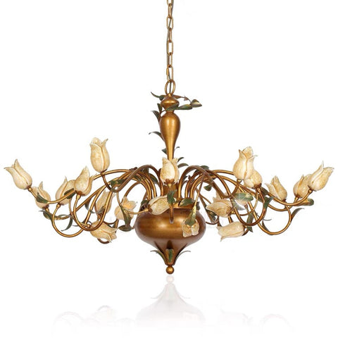 European Country Style Creative Beautiful Vintage Tulip Flower Chandelier for Dining Room Bedroom Living Room Kids Room