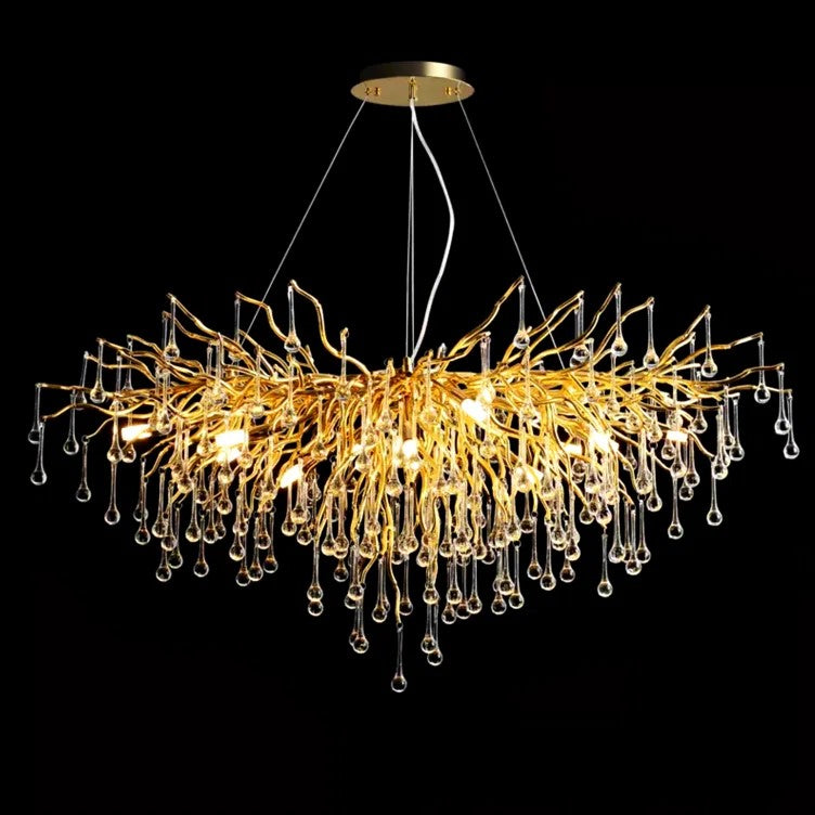 Stunning Tree Branch Crystal Chandelier With Clear Teardrop-shaped Glass Living/Dining Room Ceiling Lamp/Light