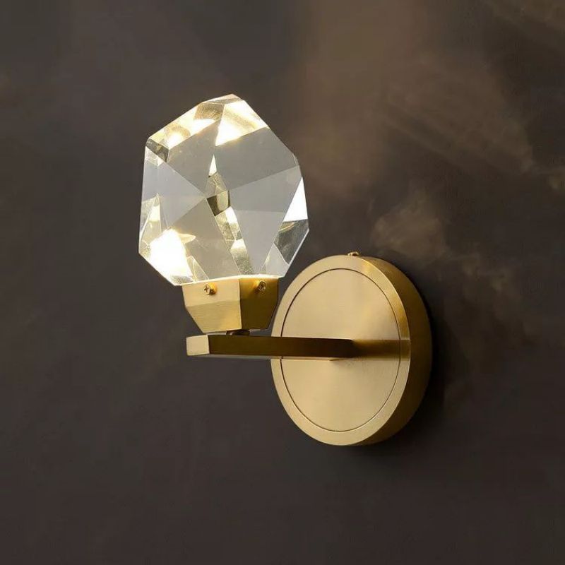 Irene Faceted Crystal Prisms Short Wall Sconce