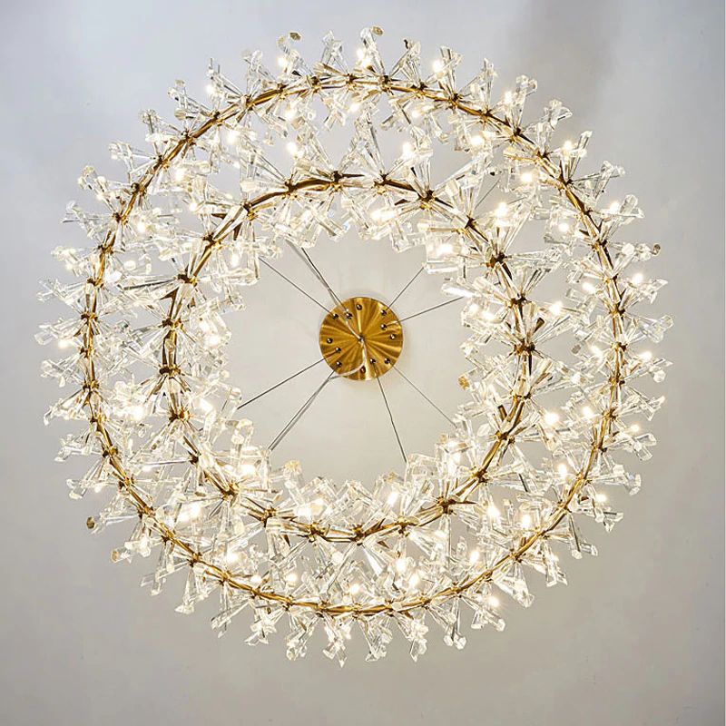 Housegent Isabel 2-Tier Ring Metal Crystal Chandelier