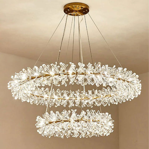 Housegent Isabel 2-Tier Ring Metal Crystal Chandelier