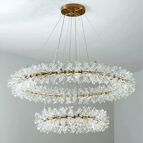 Housegent Isabel 2-Tier Ring Metal Crystal Chandelier