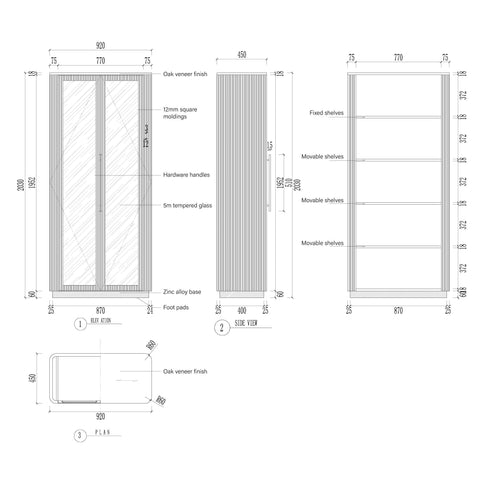 Finnley Glass Door Solid Wood Display Cabinet