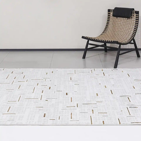LiuJin Gilded Line Abstract Ivory Area Rug
