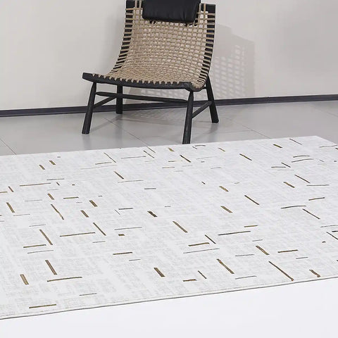 LiuJin Gilded Line Abstract Ivory Area Rug