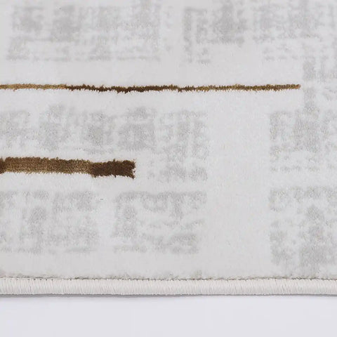 LiuJin Gilded Line Abstract Ivory Area Rug