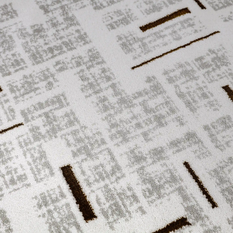 LiuJin Gilded Line Abstract Ivory Area Rug