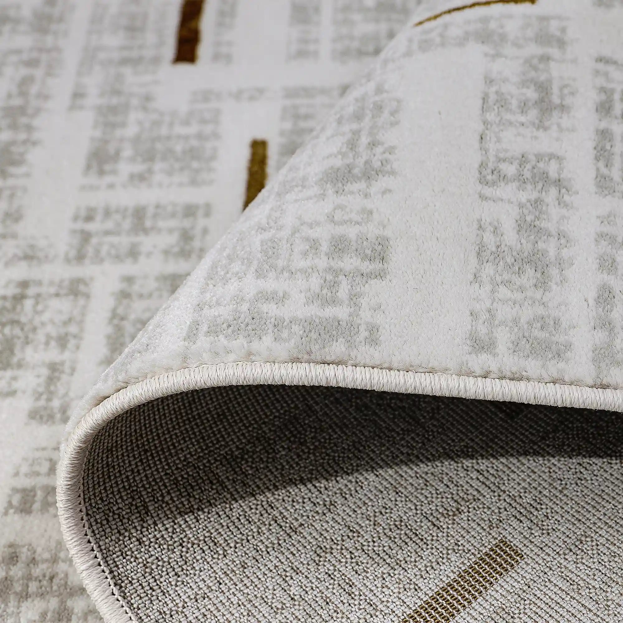 LiuJin Gilded Line Abstract Ivory Area Rug