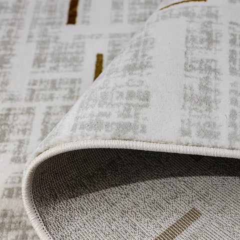 LiuJin Gilded Line Abstract Ivory Area Rug