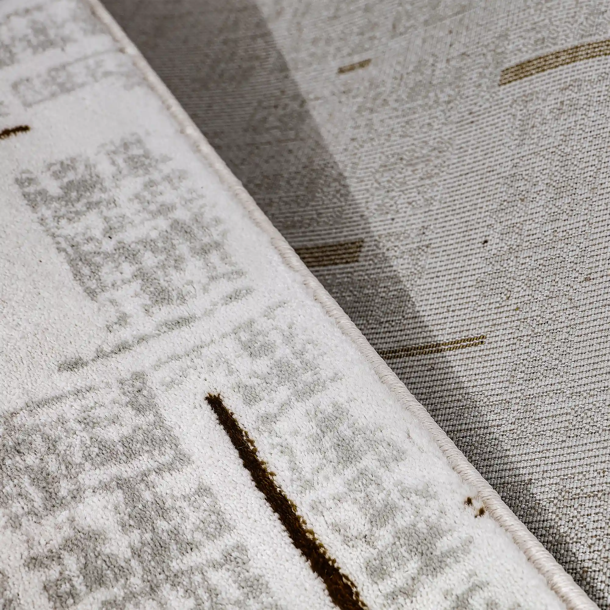 LiuJin Gilded Line Abstract Ivory Area Rug
