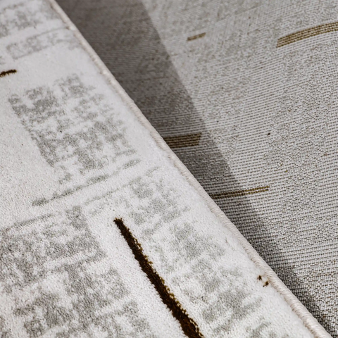 LiuJin Gilded Line Abstract Ivory Area Rug