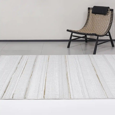 LiuJin Vertical Trace Abstract Ivory Area Rug