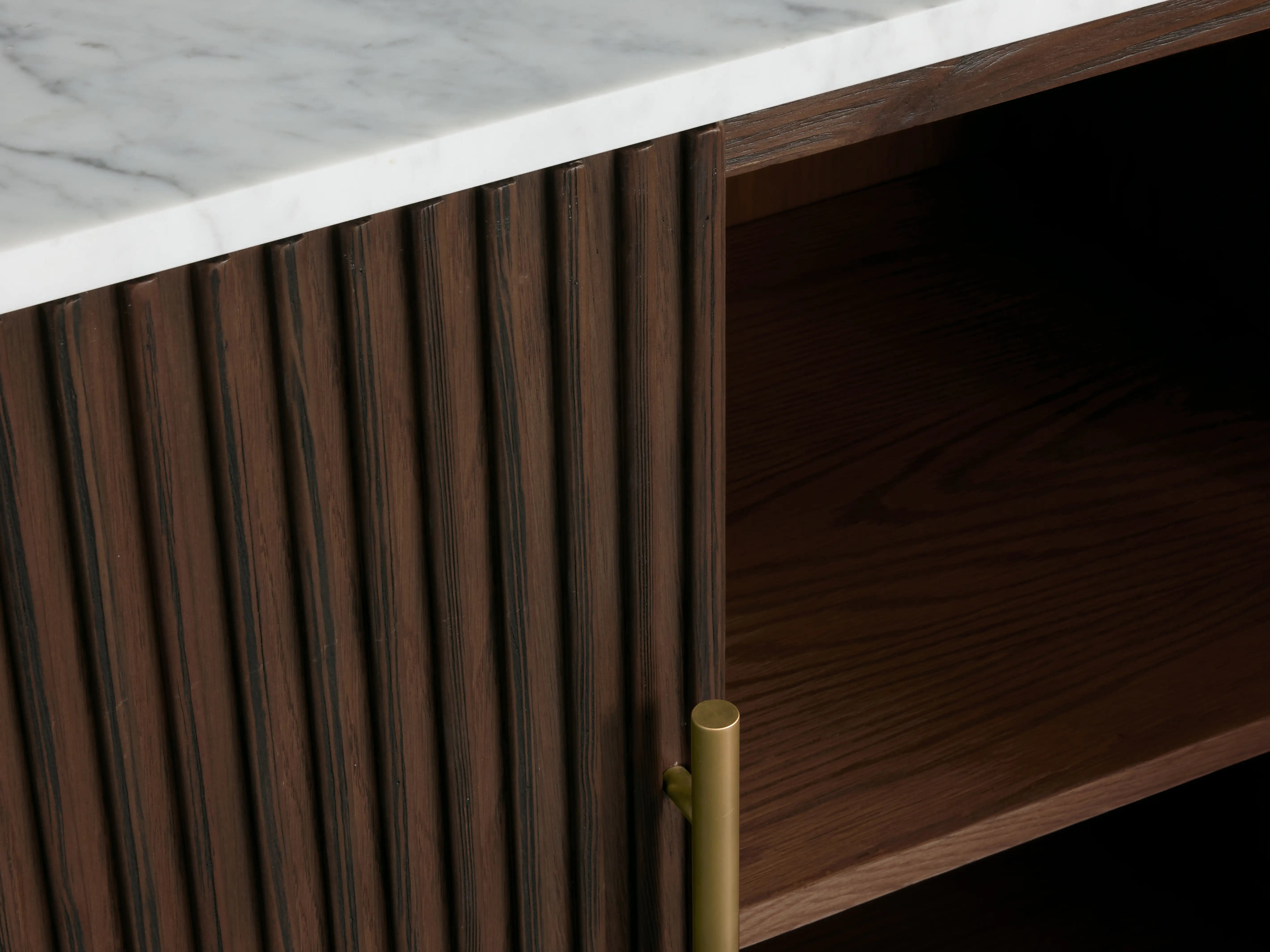 Finnley Sideboard Wood Stone Top Reeded Contemporary Artisanal Dining