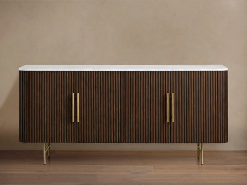 Finnley Sideboard Wood Stone Top Reeded Contemporary Artisanal Dining