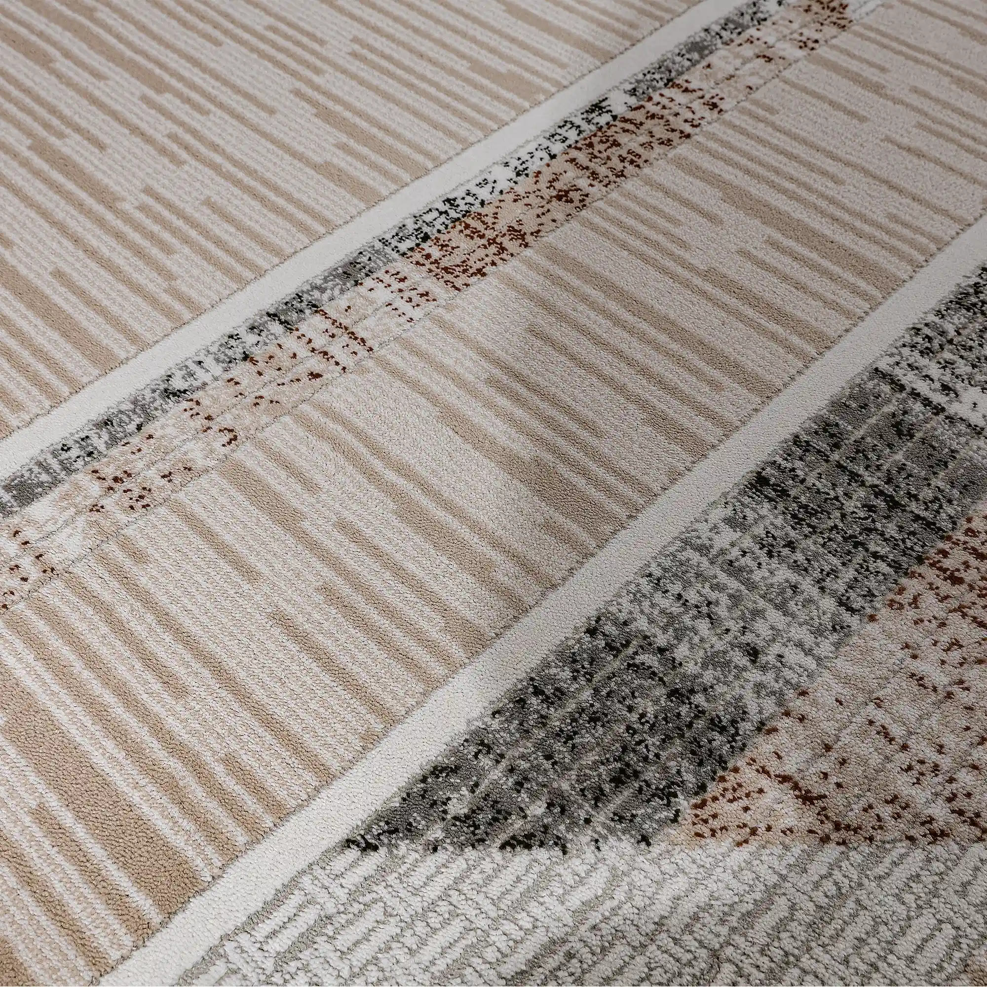 Meilade Framed Band Abstract Neutral Area Rug
