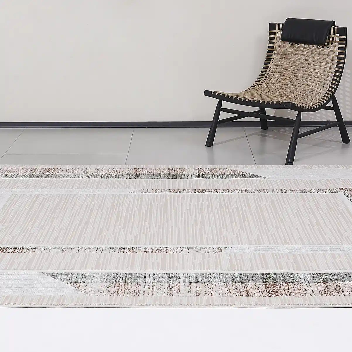 Meilade Framed Band Abstract Neutral Area Rug