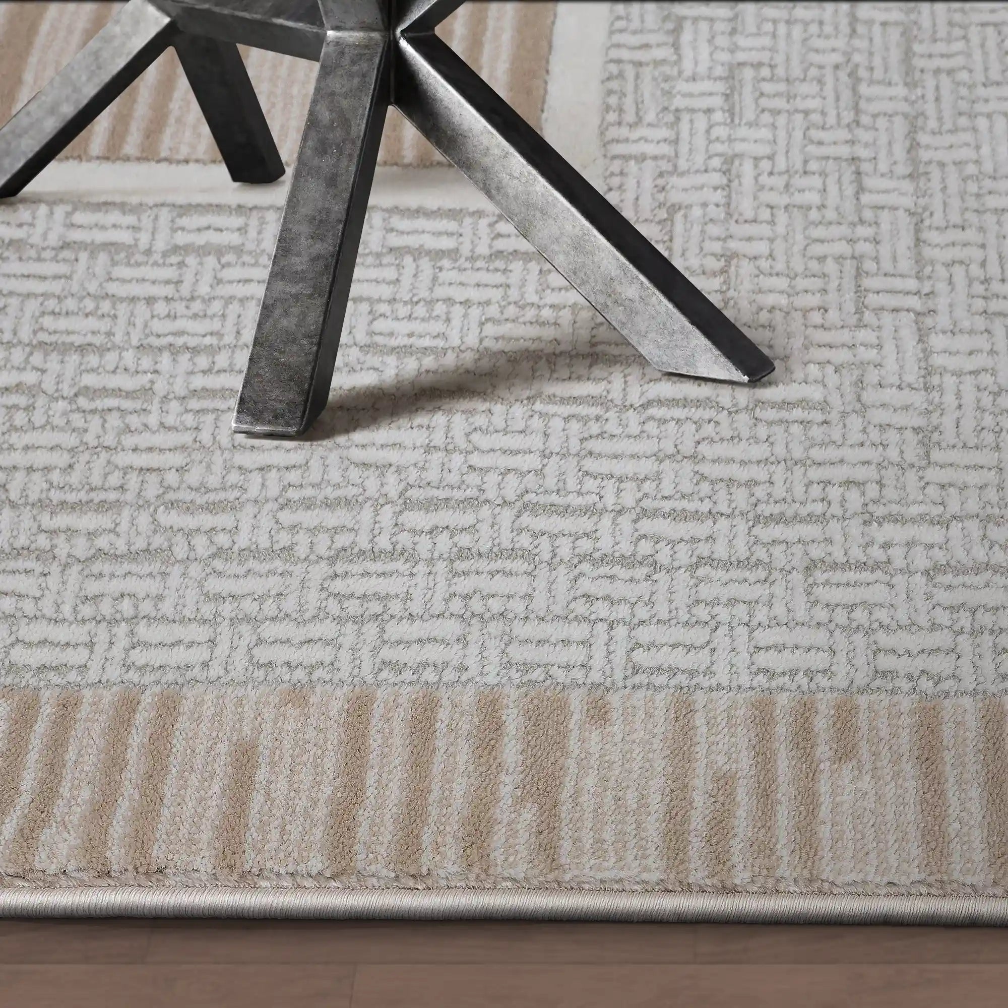 Meilade Framed Band Abstract Neutral Area Rug