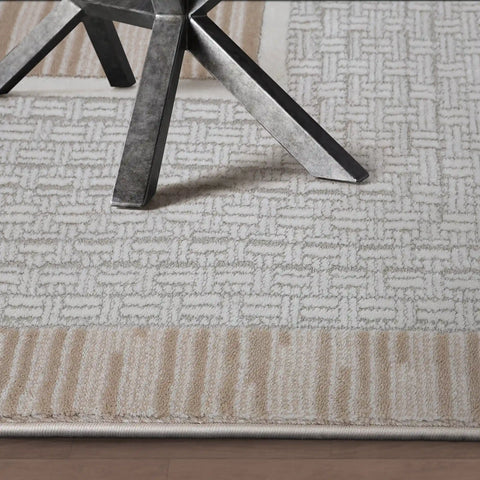 Meilade Framed Band Abstract Neutral Area Rug