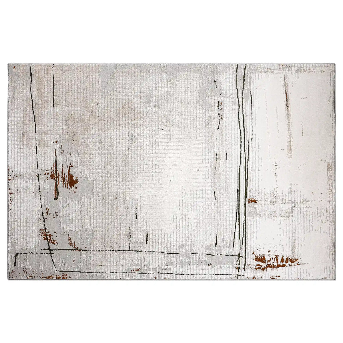 Meilade Linear Frame Abstract Ivory Area Rug