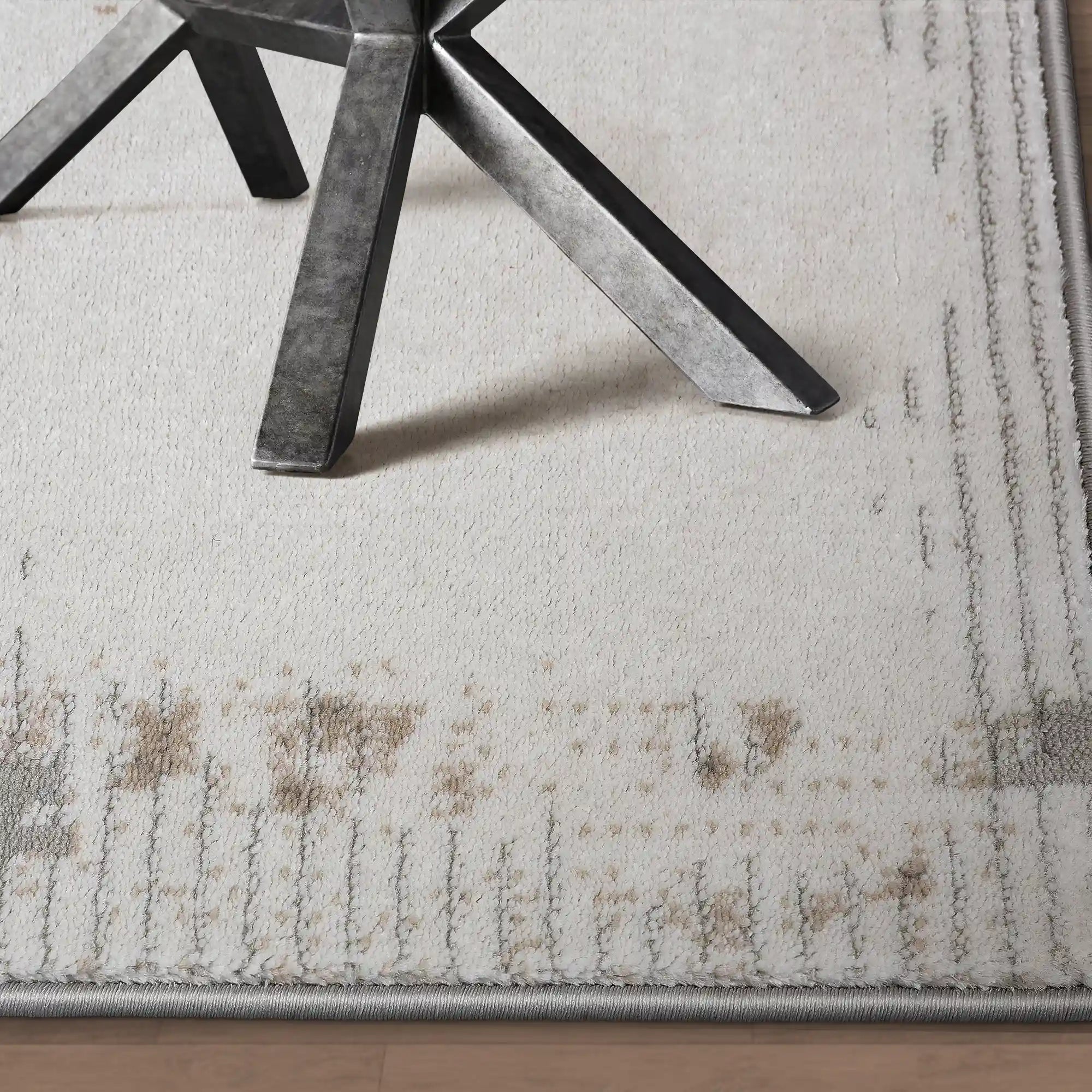 Meilade Linear Frame Abstract Ivory Area Rug
