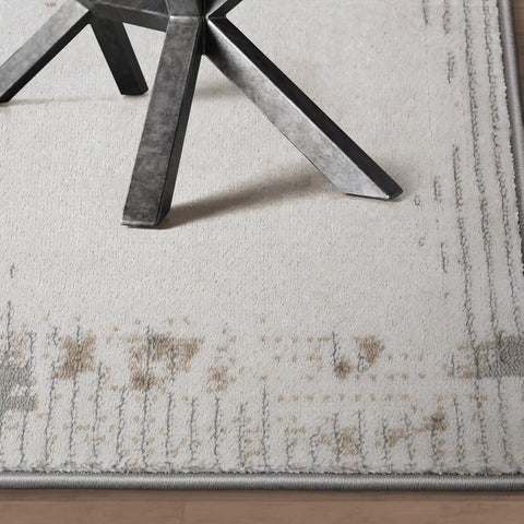 Meilade Linear Frame Abstract Ivory Area Rug