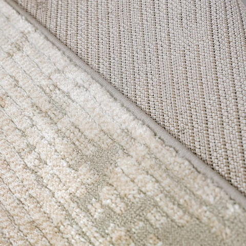 Meilade Linear Frame Abstract Ivory Area Rug