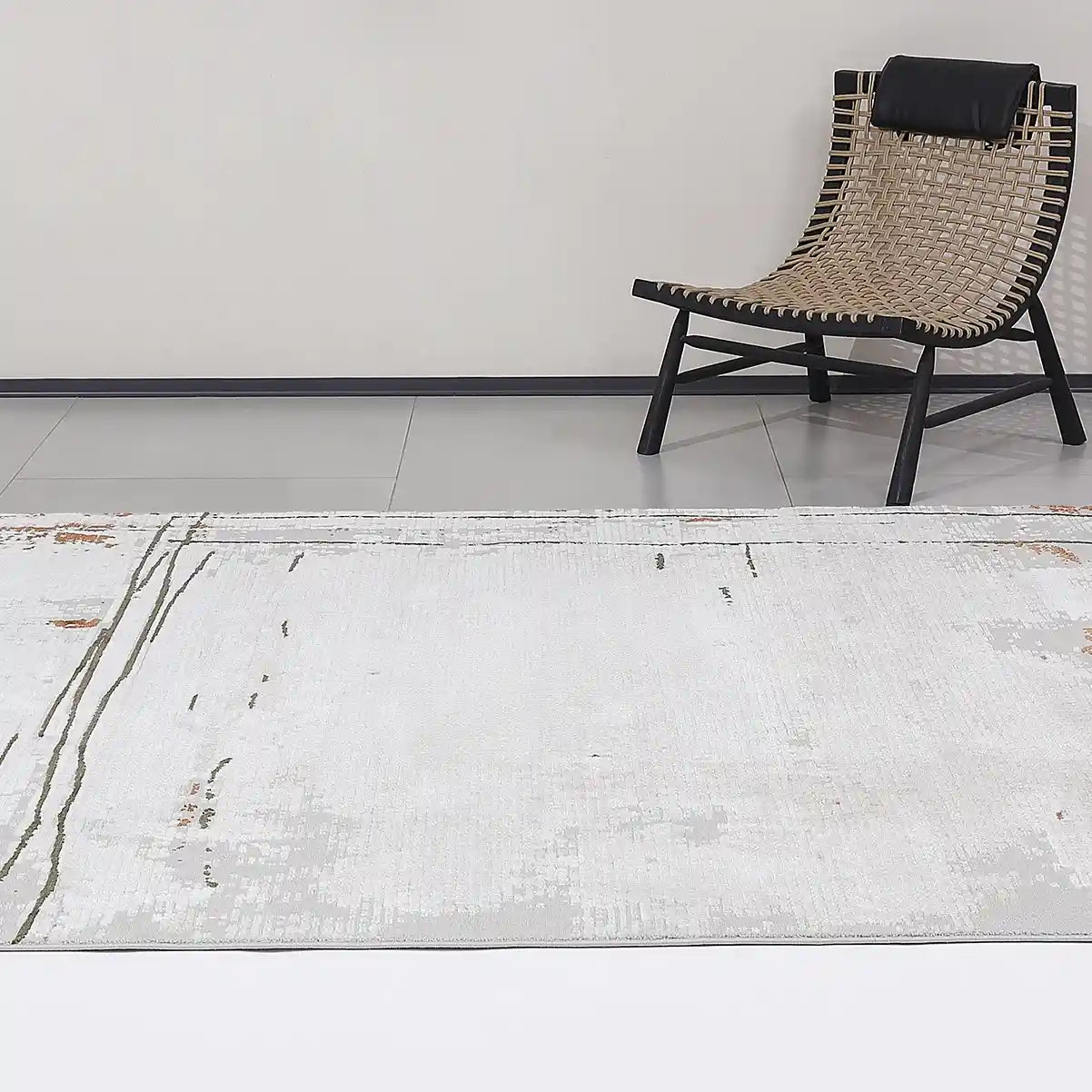 Meilade Linear Frame Abstract Ivory Area Rug